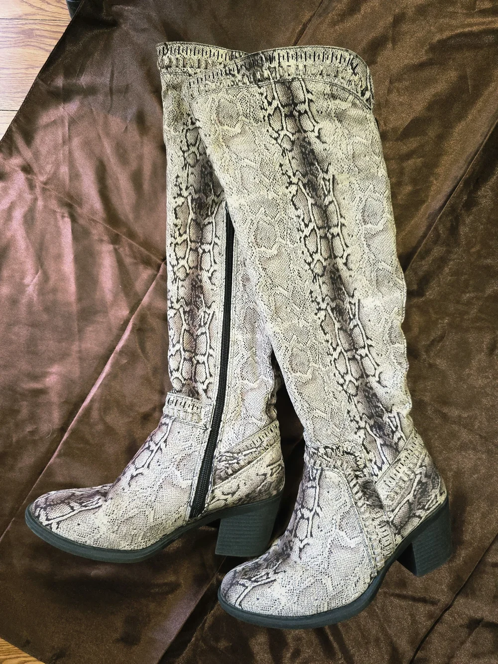 Over-the-Knee Snake Print Boots